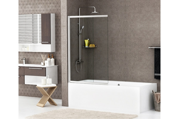 Шторка на ванну Wasserkraft Main 41S02-100 стекло прозрачное, профиль хром