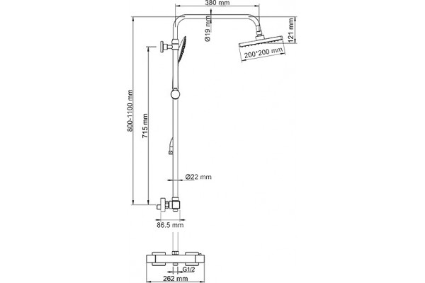 Душевая стойка Wasserkraft A15502 Thermo хром, штанга 110 см