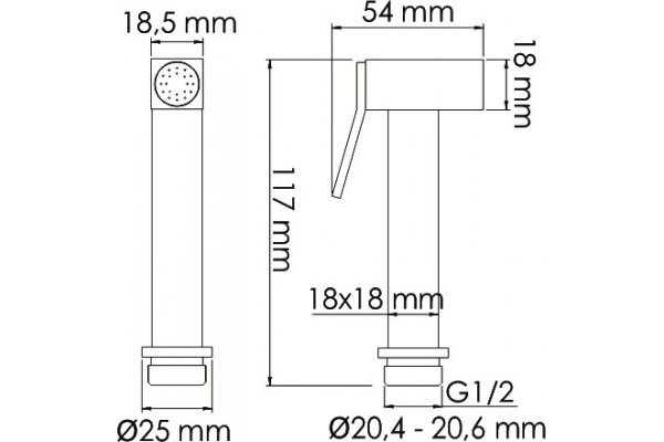 Гигиенический душ Wasserkraft A136 с фиксатором, хром,  в современном стиле