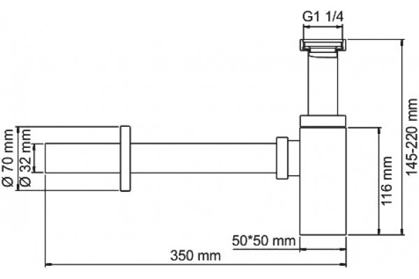 Сифон для раковины Wasserkraft A096 бронза