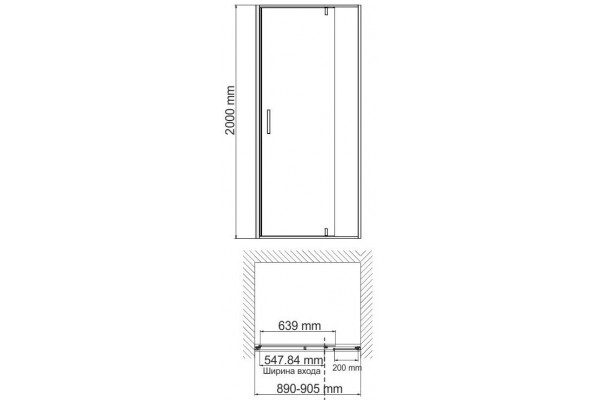Душевая дверь в нишу Wasserkraft Neime 19P04 раздвижная, стекло прозрачное