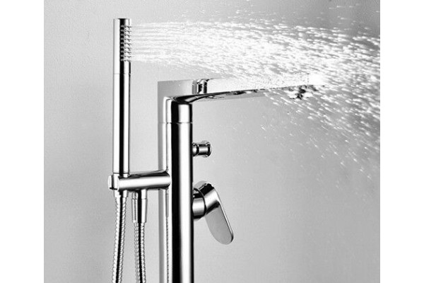 Смеситель Wasserkraft Dinkel 5821 напольный, для ванны с душем, однорычажный, хром