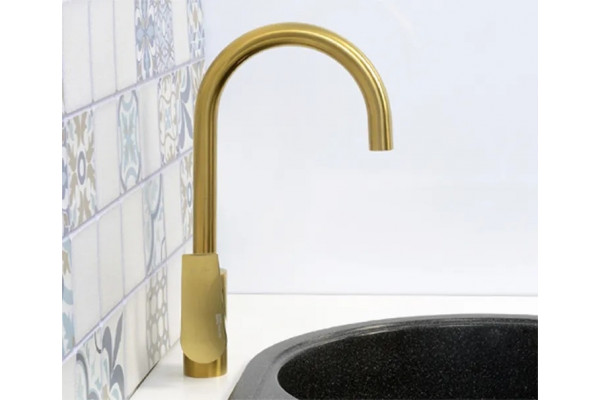 Смеситель Wasserkraft Aisch 5507 для кухонной мойки однорычажный, золото