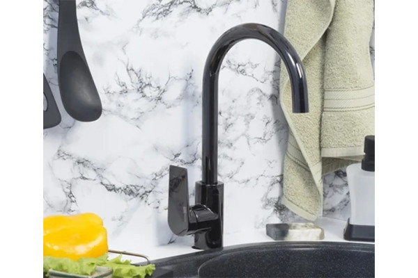 Смеситель Wasserkraft Glan 6607 для кухонной мойки однорычажный, черный