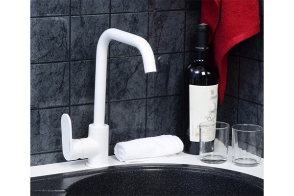 Смеситель Wasserkraft Mindel 8507 для кухонной мойки однорычажный, белый