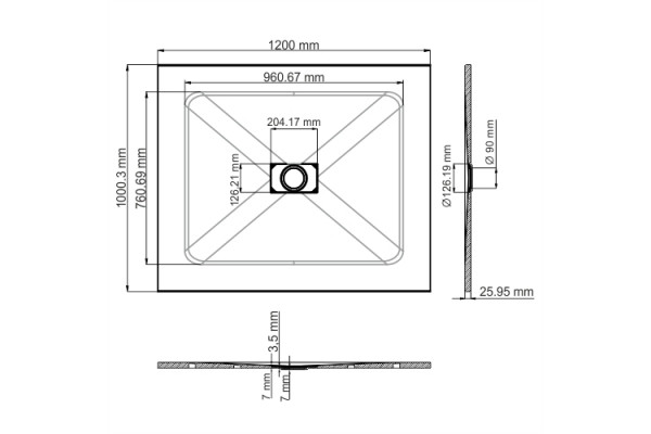 Поддон для душа Wasserkraft Elbe 74T10 120x100 прямоугольный, низкий