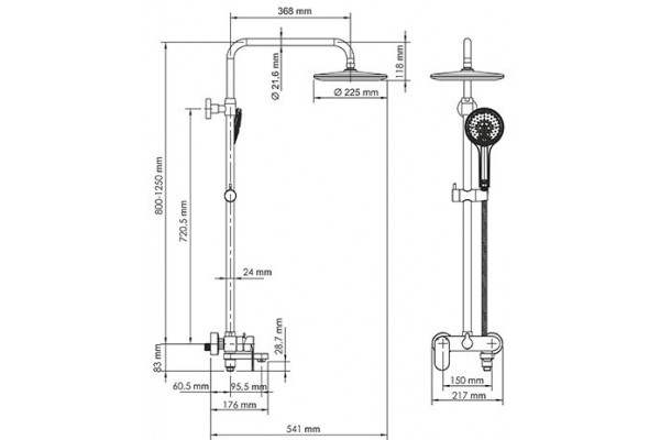 Душевая стойка Wasserkraft Mindel A18501 цвет белый, штанга 133.3 см