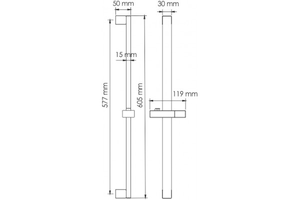 Душевая штанга Wasserkraft A123 хром, 60.5 см