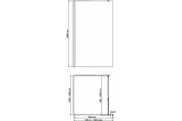 Душевая перегородка Wasserkraft Abens 20W40 120 см, профиль черный, стекло прозрачное
