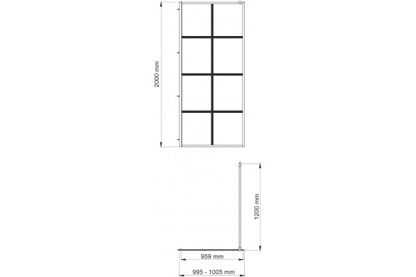 Душевая перегородка Wasserkraft Glan 66W 100 см, профиль черный матовый, с покрытием анти-капля