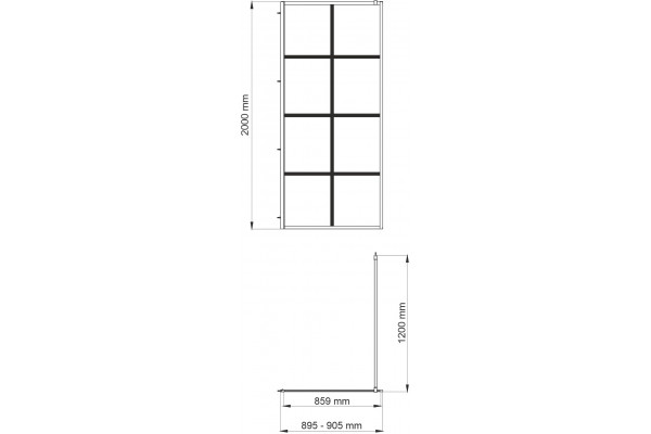 Душевая перегородка Wasserkraft Glan 66W 90 см, профиль черный матовый, с покрытием анти-капля