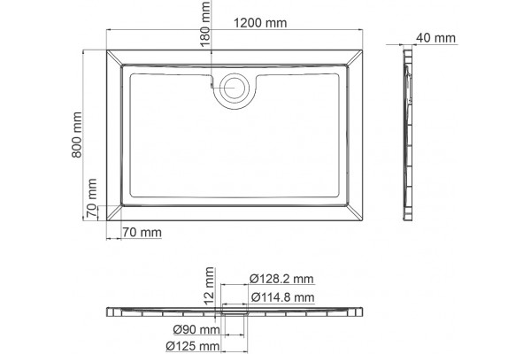 Поддон для душа Wasserkraft Salm 27T 120х80 прямоугольный, низкий