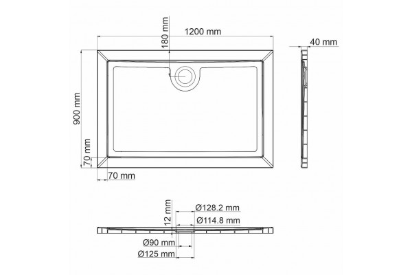 Поддон для душа Wasserkraft Salm 27T 120х90 прямоугольный, низкий
