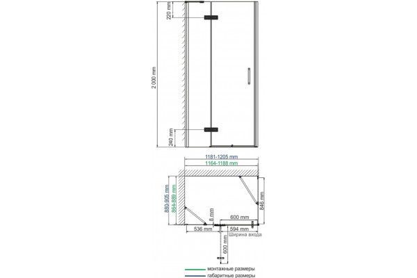 Душевой уголок Wasserkraft Aller 10H07LBLACK MATT 120x90 см прямоугольный, двери распашные