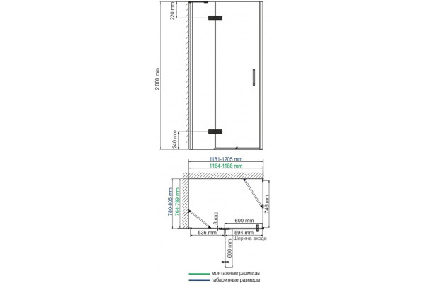 Душевой уголок Wasserkraft Aller 10H06LBLACK MATT 120x80 см прямоугольный, двери распашные