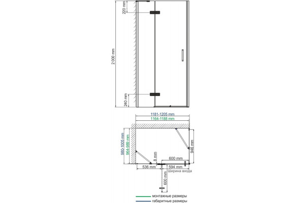 Душевой уголок Wasserkraft Aller 10H10L 120x100 см прямоугольный, двери распашные