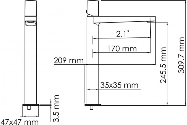 Смеситель для раковины Wasserkraft Naab 8603H хром однорычажный, высота излива 24.55 см