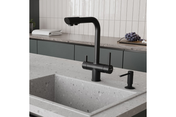 Смеситель для кухни Wasserkraft A8367 черный матовый однорычажный, высота излива 27.8 см