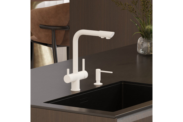 Смеситель для кухни Wasserkraft A8357 белый матовый однорычажный, высота излива 27.8 см