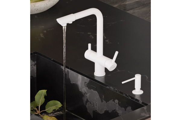 Смеситель для кухни Wasserkraft A8357 белый матовый однорычажный, высота излива 27.8 см