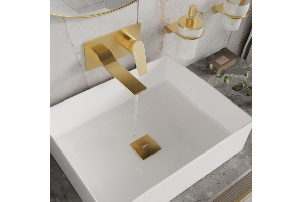 Смеситель для раковины Wasserkraft Aisch 5530 золотой матовый однорычажный, длина излива 18.3 см