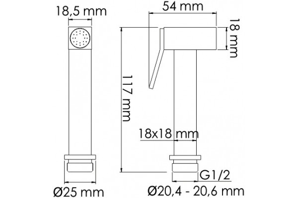 Гигиенический душ Wasserkraft A214 с фиксатором, цвет черный, штанга 11.7 см
