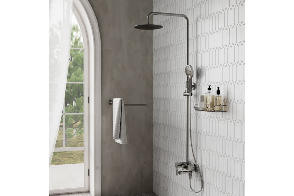 Душевая стойка Wasserkraft A14201 никель матовая хром, штанга 125 см