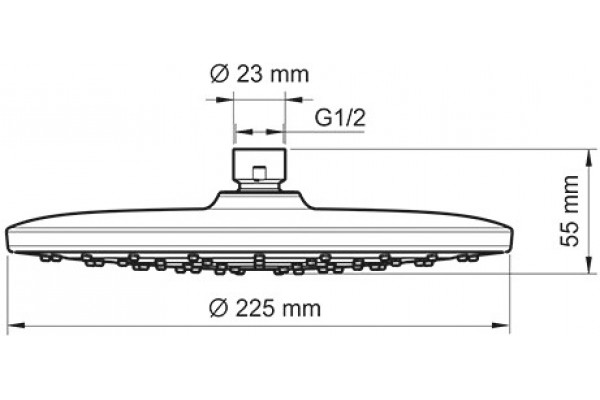 Верхний душ Wasserkraft A077 цвет черный, штанга 5.5 см, размер 22.5 см