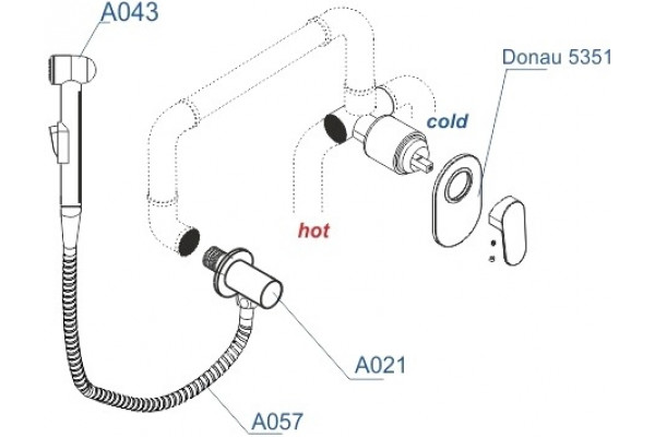 Гигиенический душ Wasserkraft A15357 шланг 120 см хром,  в современном стиле
