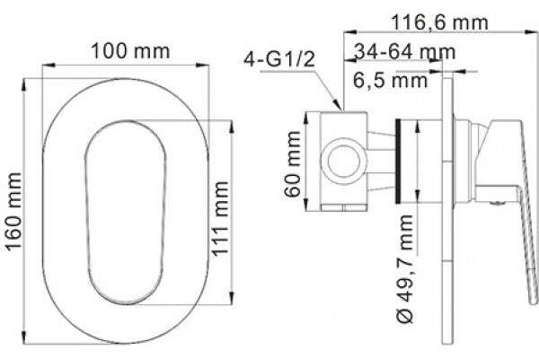 Гигиенический душ Wasserkraft A11056 шланг 100 см хром,  в современном стиле