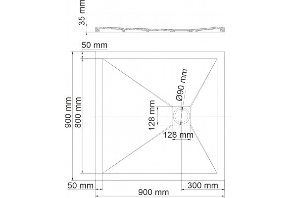 Поддон для душа Wasserkraft Dill 61T03 90x90 квадратный, низкий