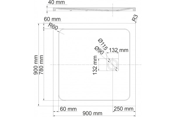 Поддон для душа Wasserkraft Neime 19T03 90x90 квадратный, низкий