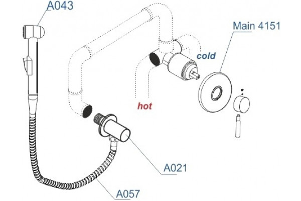 Гигиенический душ Wasserkraft A14157 шланг 120 см хром,  в современном стиле