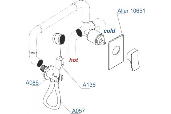 Гигиенический душ Wasserkraft A106157 шланг 120 см хром,  в современном стиле