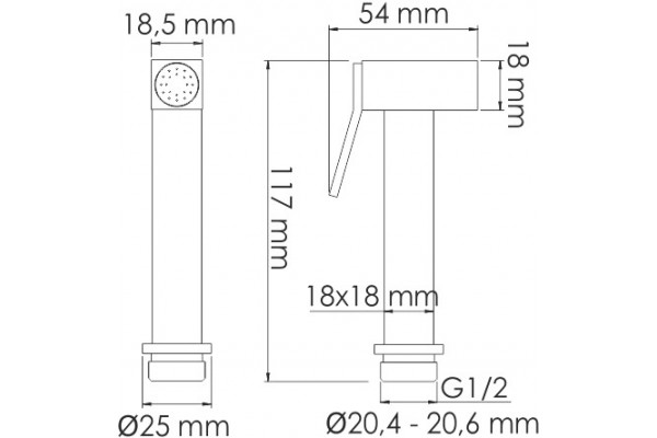 Гигиенический душ Wasserkraft A106157 шланг 120 см хром,  в современном стиле