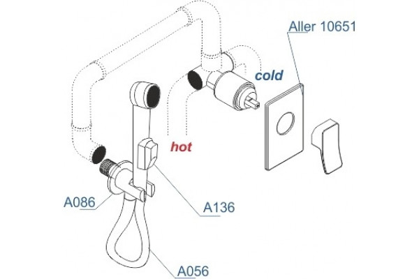 Гигиенический душ Wasserkraft A106156 шланг 100 см хром,  в современном стиле