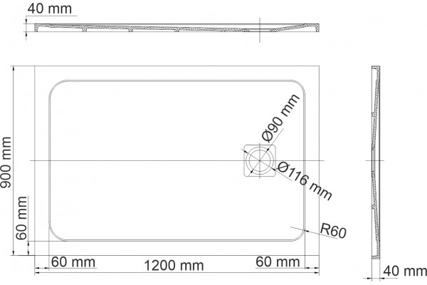 Поддон для душа Wasserkraft Rhin 44T07 120x90 прямоугольный, низкий