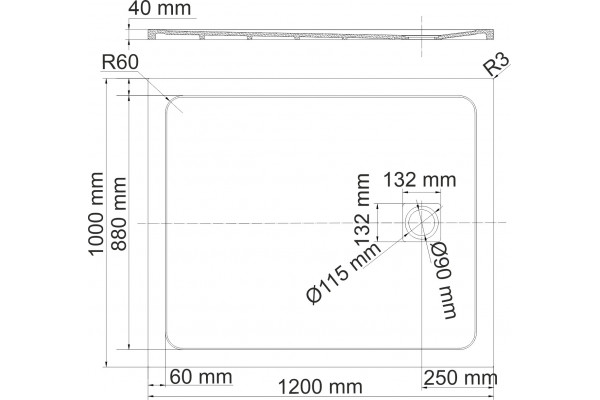 Поддон для душа Wasserkraft Neime 19T10 120x100 прямоугольный, низкий