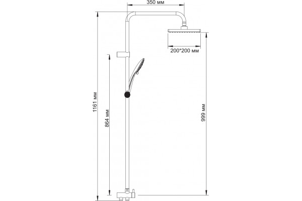 Душевая стойка Wasserkraft A017 хром, штанга 116.1 см, шланг 150 см