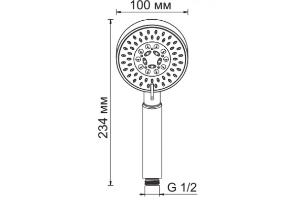 Душевая лейка Wasserkraft A036 хром, 5 режимов