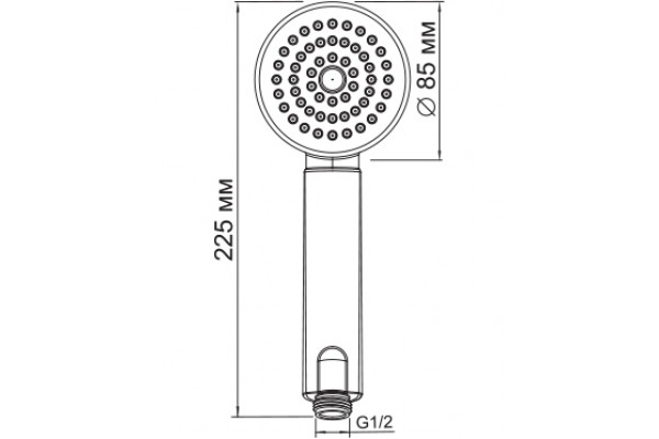 Душевая лейка Wasserkraft A034 хром, 1 режим