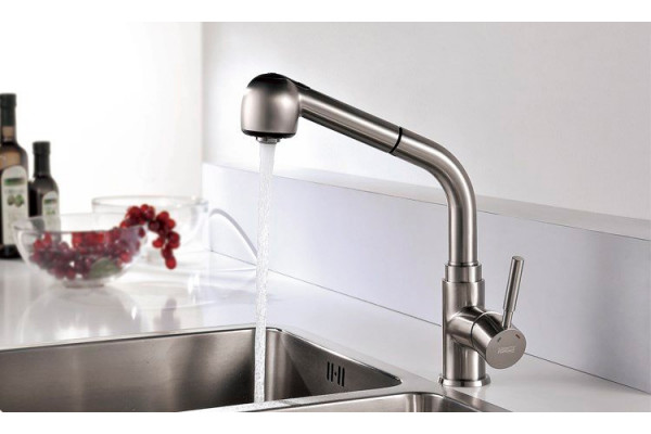 Смеситель Wasserkraft Wern 4266 для кухонной мойки, матовый хром, однорычажный, высота излива 23.5 см