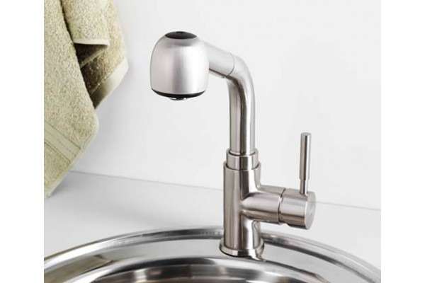 Смеситель Wasserkraft Wern 4266 для кухонной мойки, матовый хром, однорычажный, высота излива 23.5 см