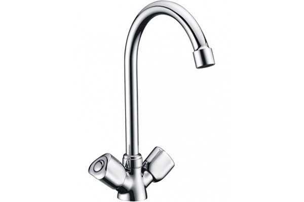 Смеситель Wasserkraft Amper 2907 для кухонной мойки двухвентильный, хром