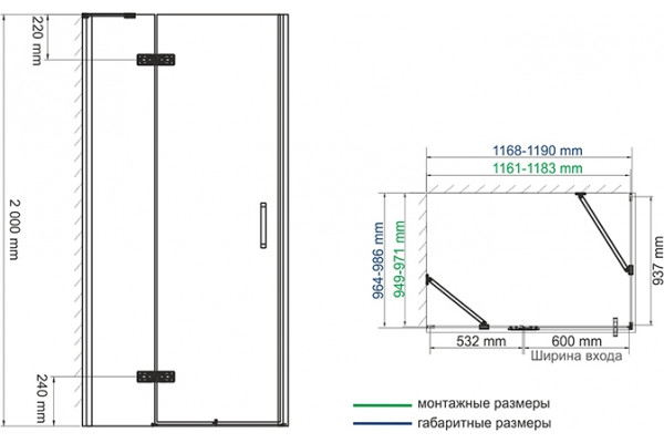 Душевой уголок Wasserkraft Aller 10H10 L 120x100 см прямоугольный, двери распашные