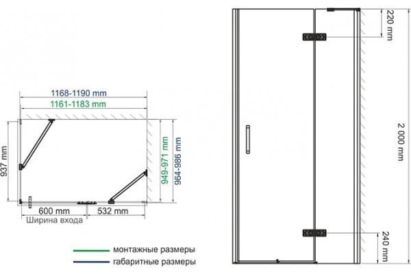 Душевой уголок Wasserkraft Aller 10H10 R 120x100 см прямоугольный, двери распашные