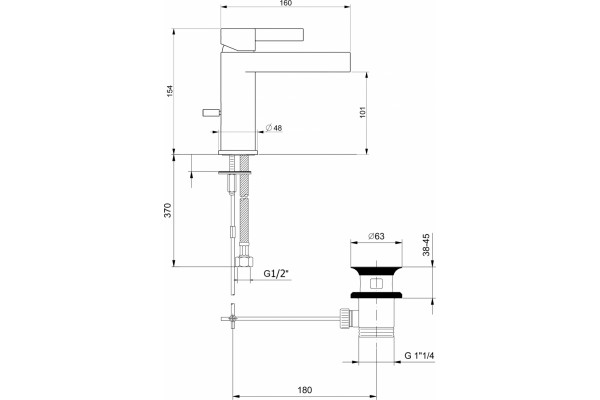 Смеситель Webert DoReMi DR830102015 для раковины, хром, однорычажный, высота излива 10.1 см