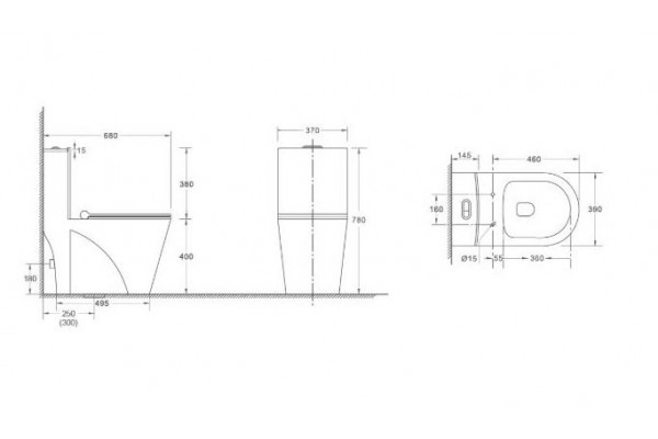 Унитаз-моноблок WeltWasser Welzbach 001 GL-WT микролифт белый, овальный, 39x68 см