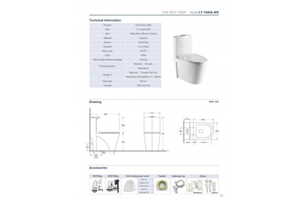 Унитаз-моноблок WeltWasser Welzbach 001 GL-WT микролифт белый, овальный, 39x68 см