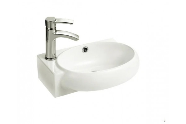 Раковина WeltWasser Aisbach 5011L полукруглая, цвет белый, с переливом
